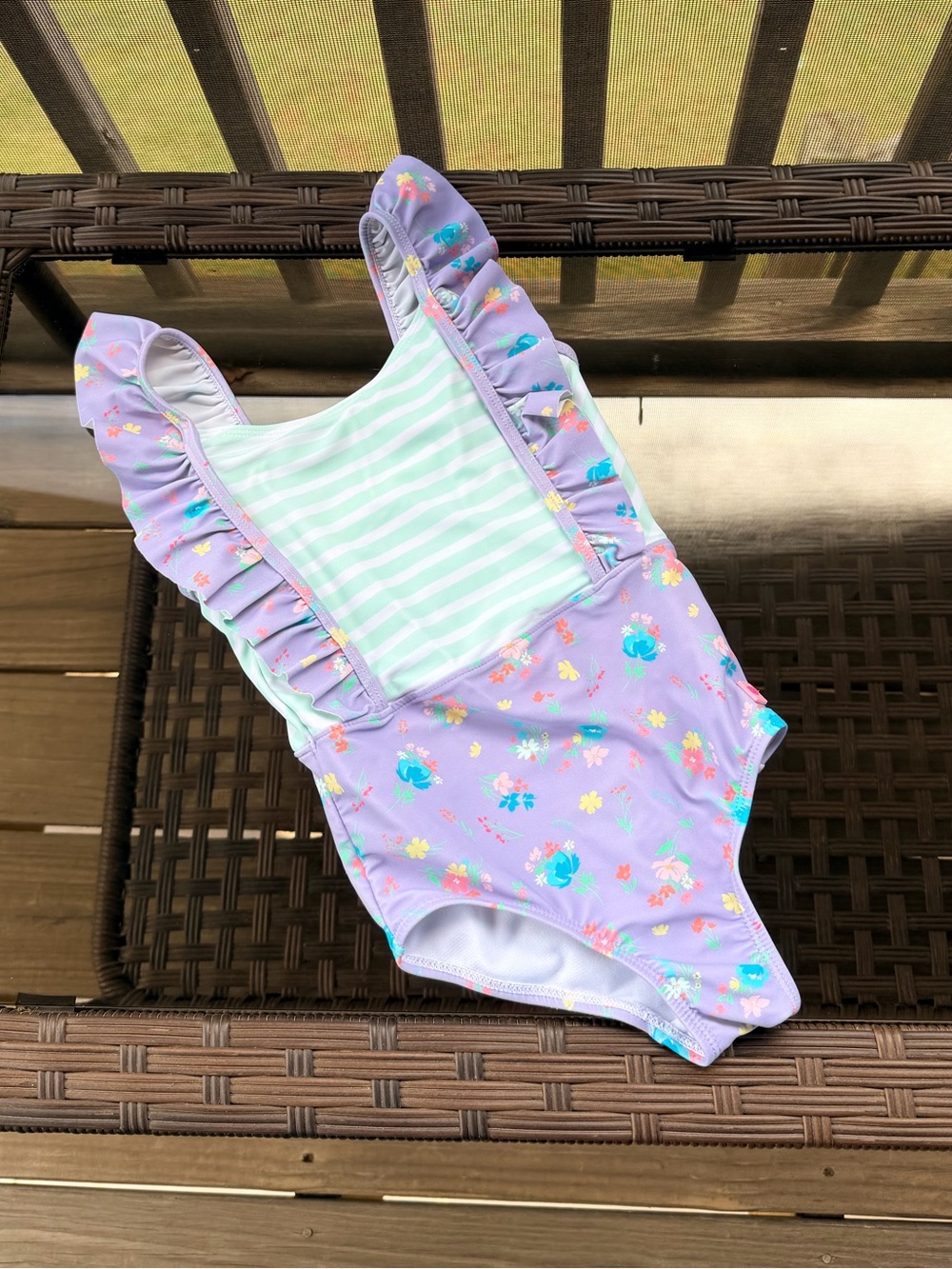 Rufflebutts Kids Floral Ruffle One-Piece Swimsuit - Lilac & Mint Size 6